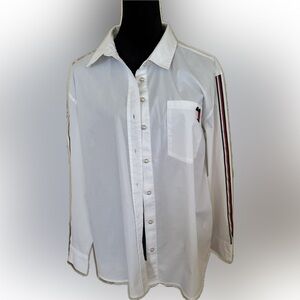 Tommy Hilfiger white long sleeve button down womens shirt w/ front pocket size L